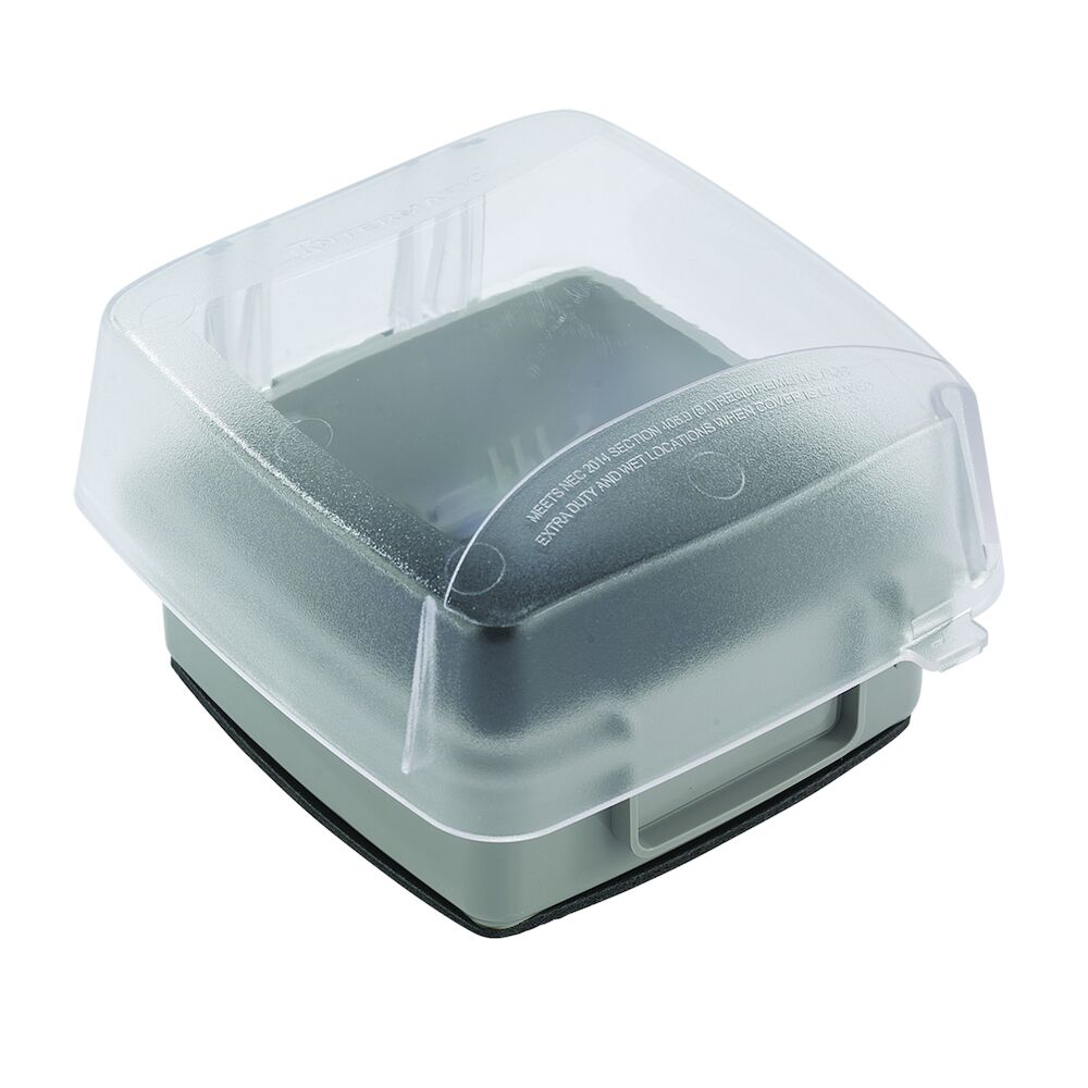 Extra-Duty Plastic In-Use Weatherproof Cover, Double-Gang, Vrt, 3.625" Clear