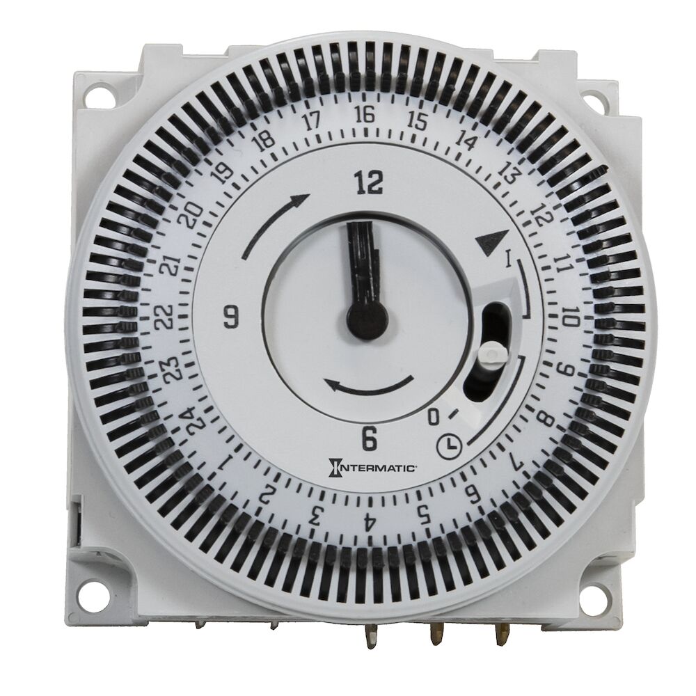 Electromechanical Synchronous clock, 24-Hour, 220-240 VAC, 50 Hz, Panel Mount Timer Module with Manual Override, 15 Minute Intervals, 21 A, SPDT - TSM1 180