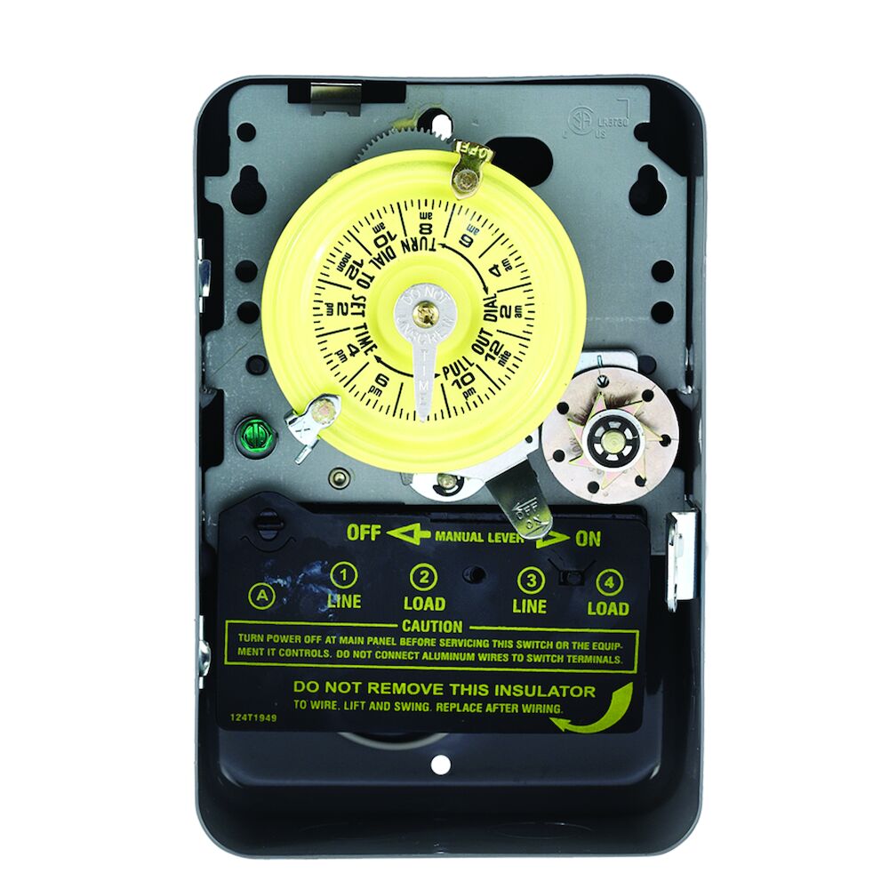 24-Hour Mechanical Time Switch with Skip-a-Day, 208-277 VAC, 60Hz, 1 NO/1 NC, Indoor Metal Enclosure, 1 Hour Interval