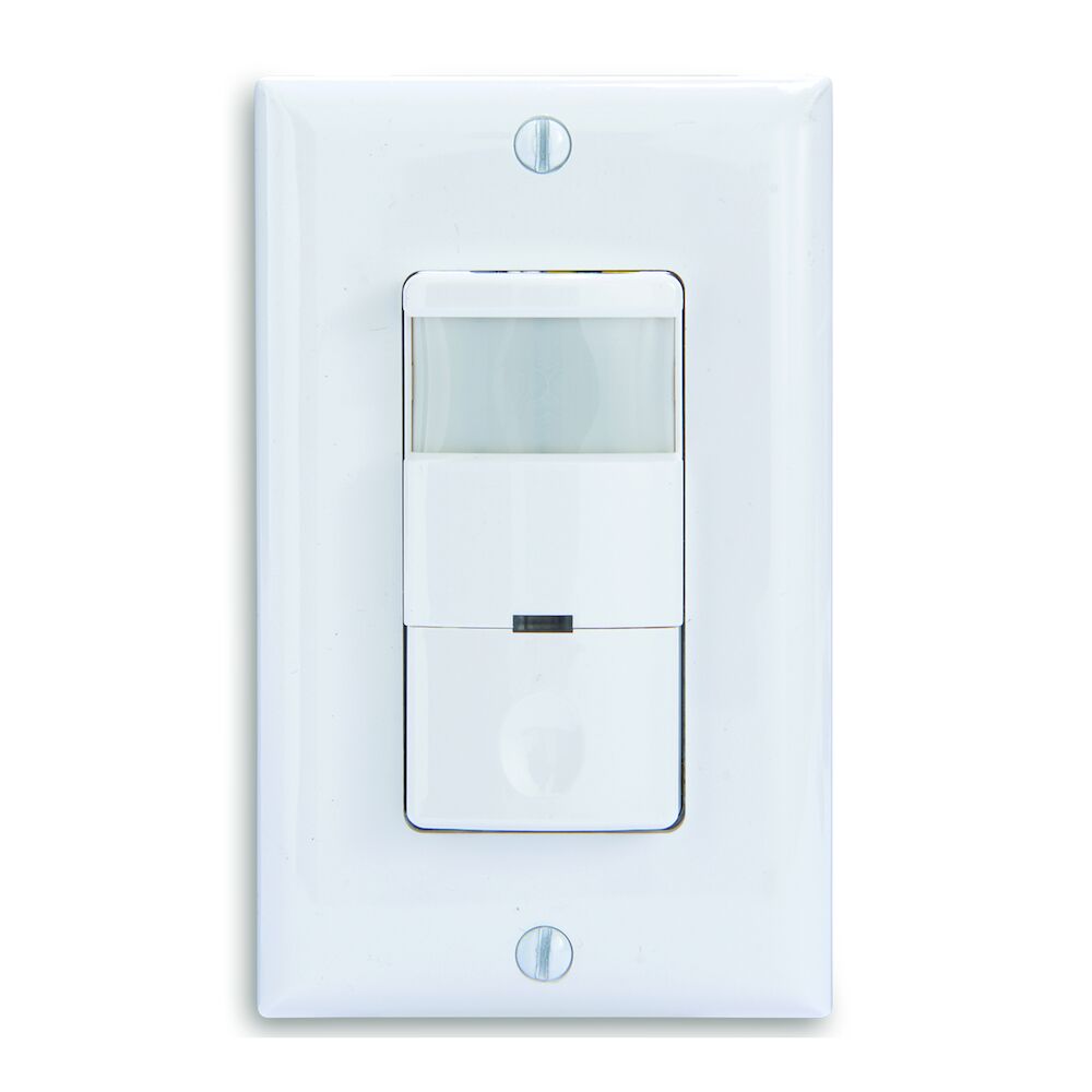 Commercial Grade Self-Adaptive In-Wall PIR Occupancy/Vacancy Sensor, No Neutral Required, White