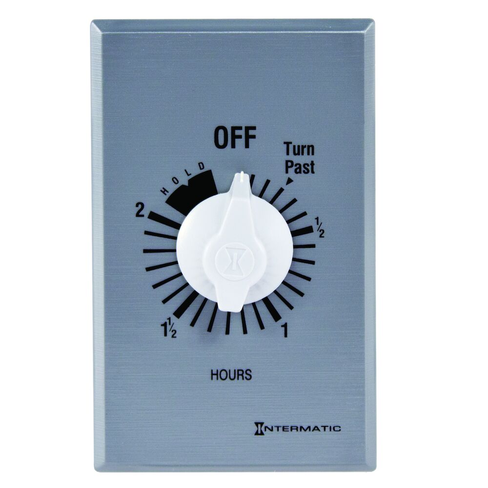 Spring Wound Countdown Timer, Commercial, 125-277 VAC, 50/60 Hz, SPDT, 2 Hour Max, With Hold, Silver