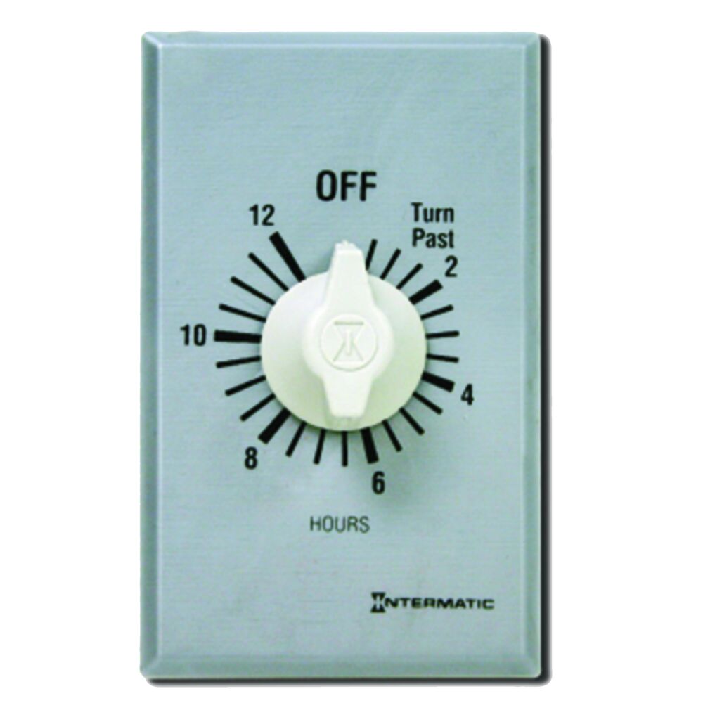 Spring Wound Countdown Timer, Commercial, 125-277 VAC, 50/60 Hz, DPST, 12 Hour Max, Without Hold, Silver