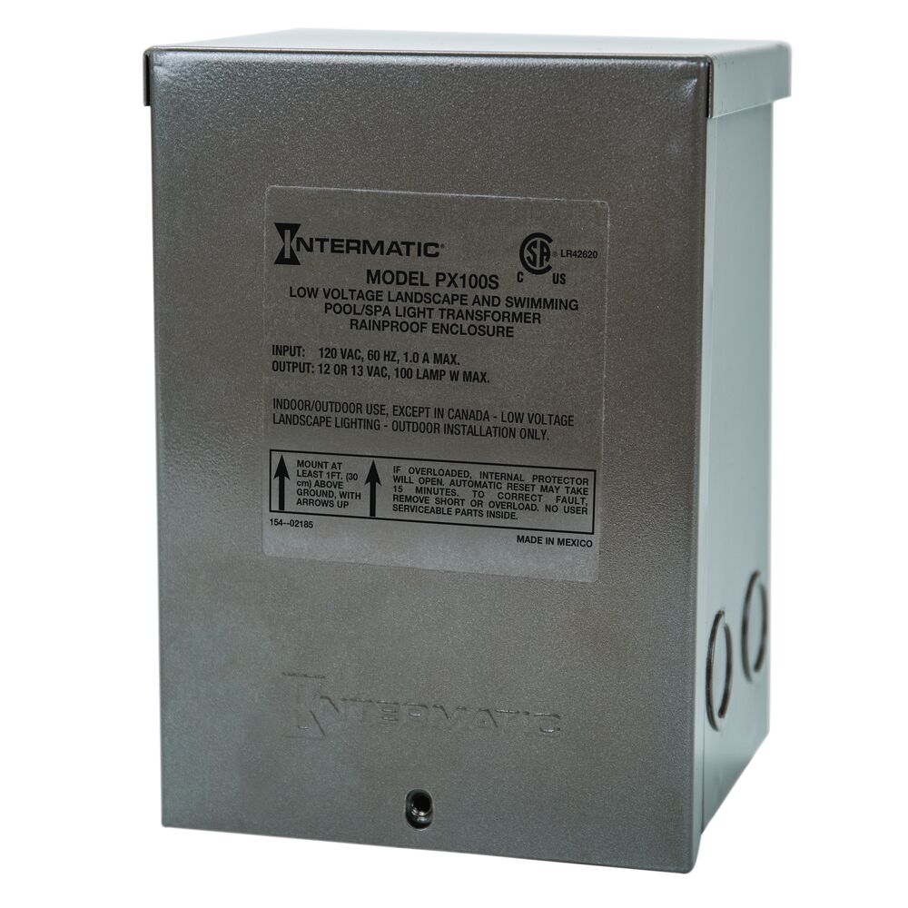 100 W Pool & Spa Safety Transformer, Stainless Steel Enclosure, Input 120V, Output 12,13,14V